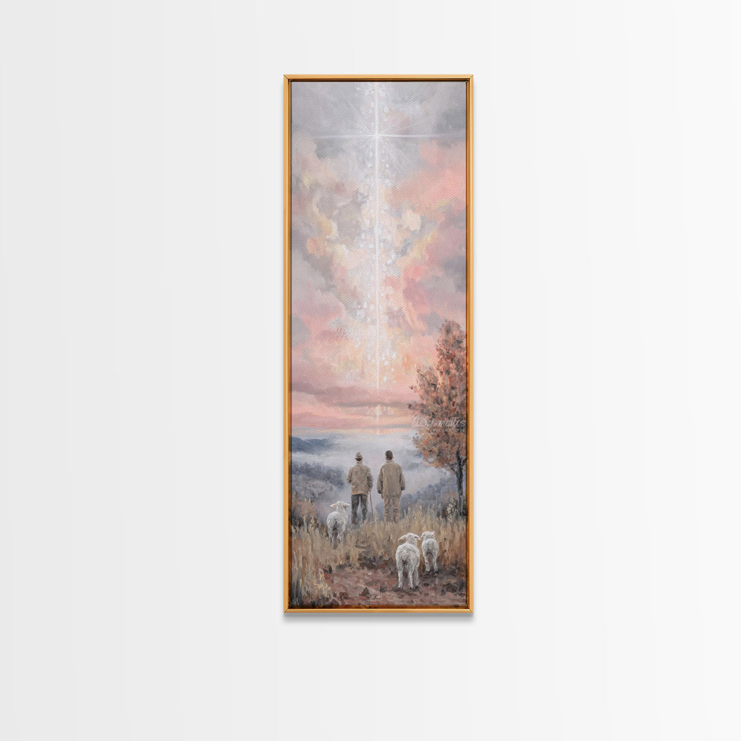 Eternal Dawn Star, Framed Canvas Print, Tall Skinny Art Print, Christian Christmas Art, Christian Art Print, Framed Christian Art, Vintage
