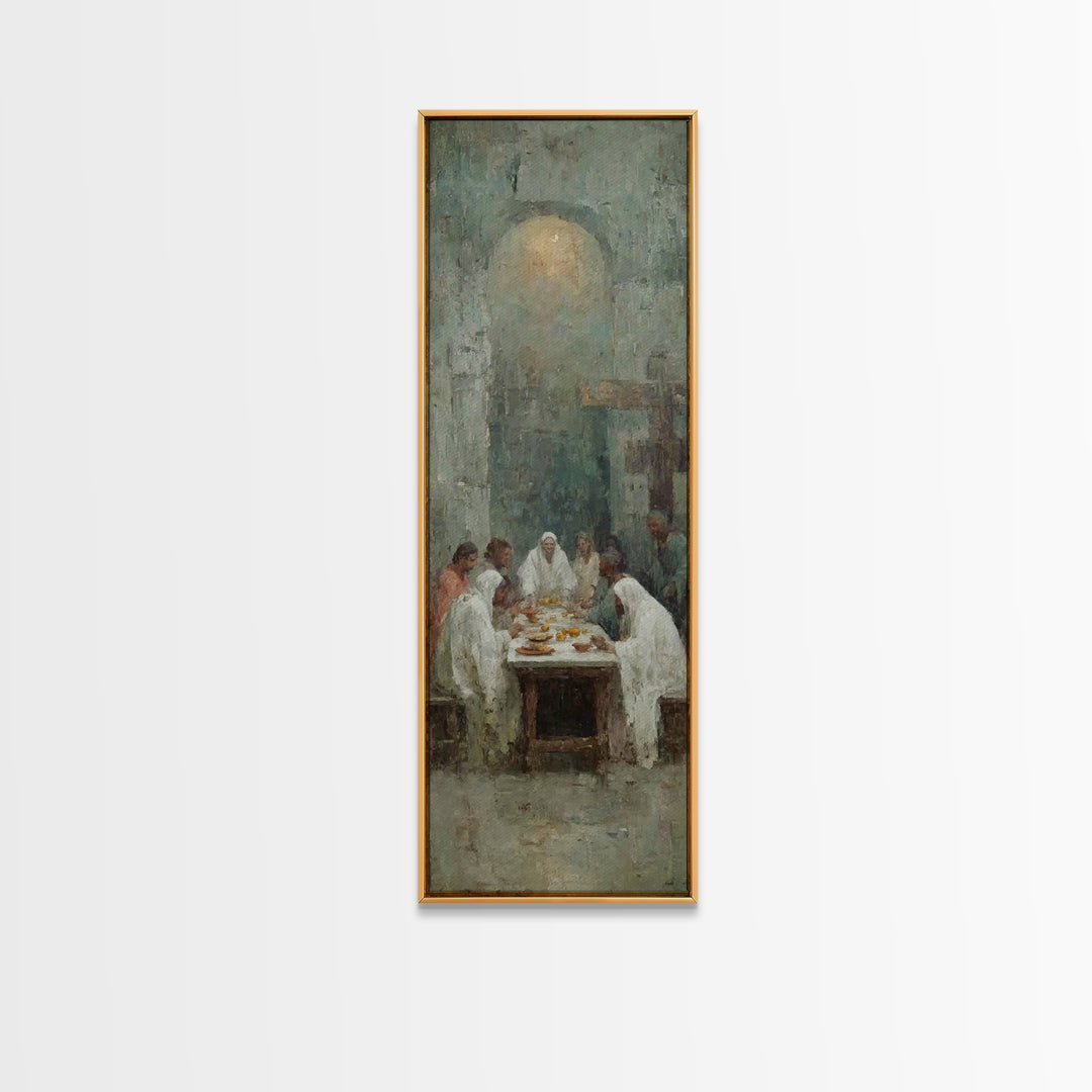 Table Of Fellowship – Framed Canvas Print – Christian Art Canvas – Christian Wall Art – Tall Narrow Wall Art – Christian Painting – Christi