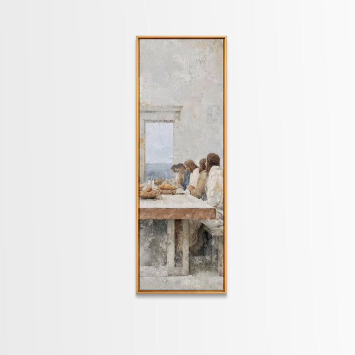 Bread Of Blessing – Framed Canvas Print – Christian Art Canvas – Christian Wall Art – Tall Skinny Art Print – Christian Painting – Minimali