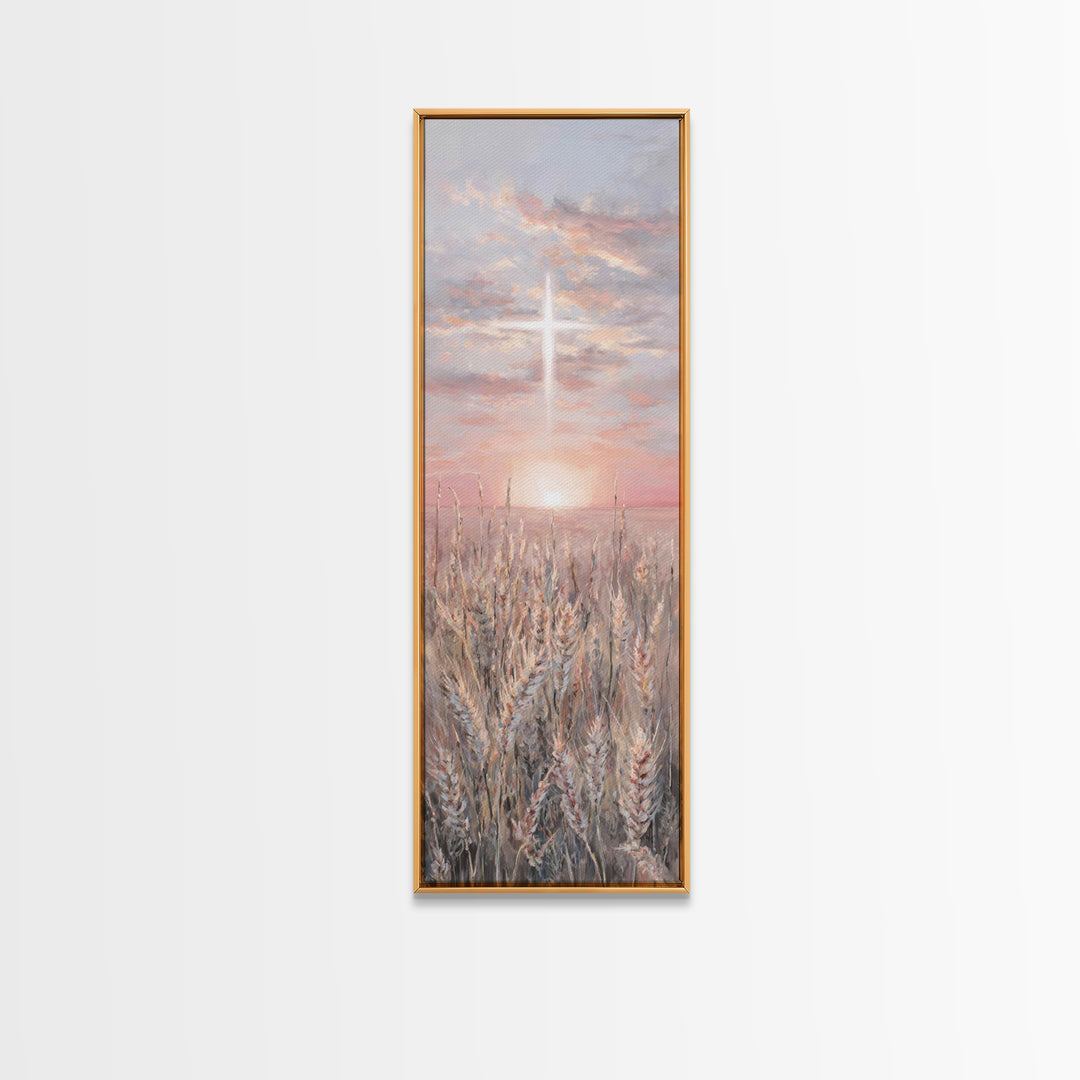 Sacred Supper Light – Framed Canvas Print – Christian Art Canvas – Christian Painting – Tall Skinny Art Print – Christian Wall Art – Vintag
