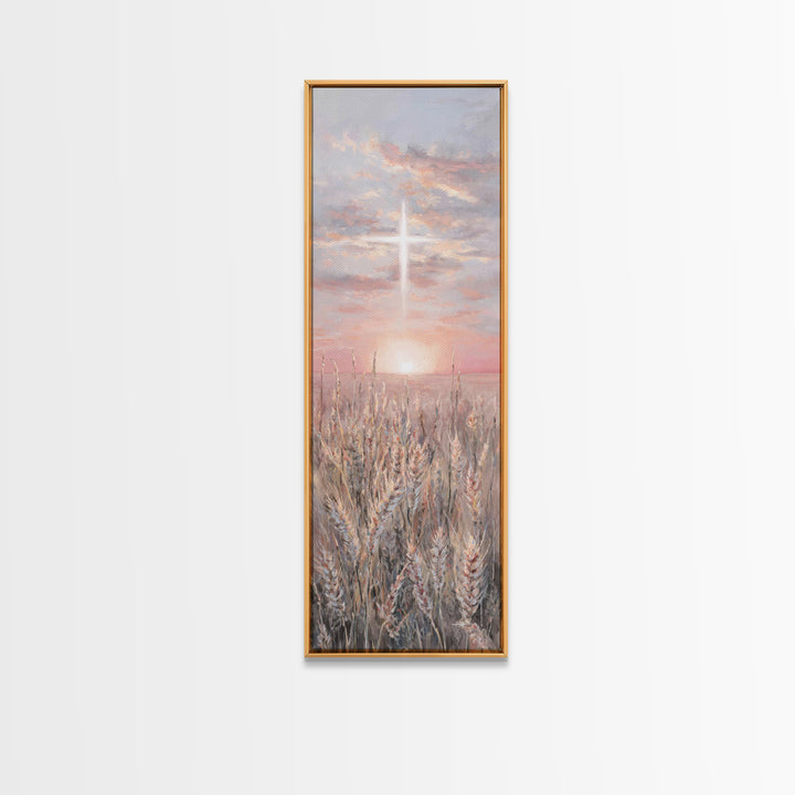 Sacred Supper Light – Framed Canvas Print – Christian Art Canvas – Christian Painting – Tall Skinny Art Print – Christian Wall Art – Vintag