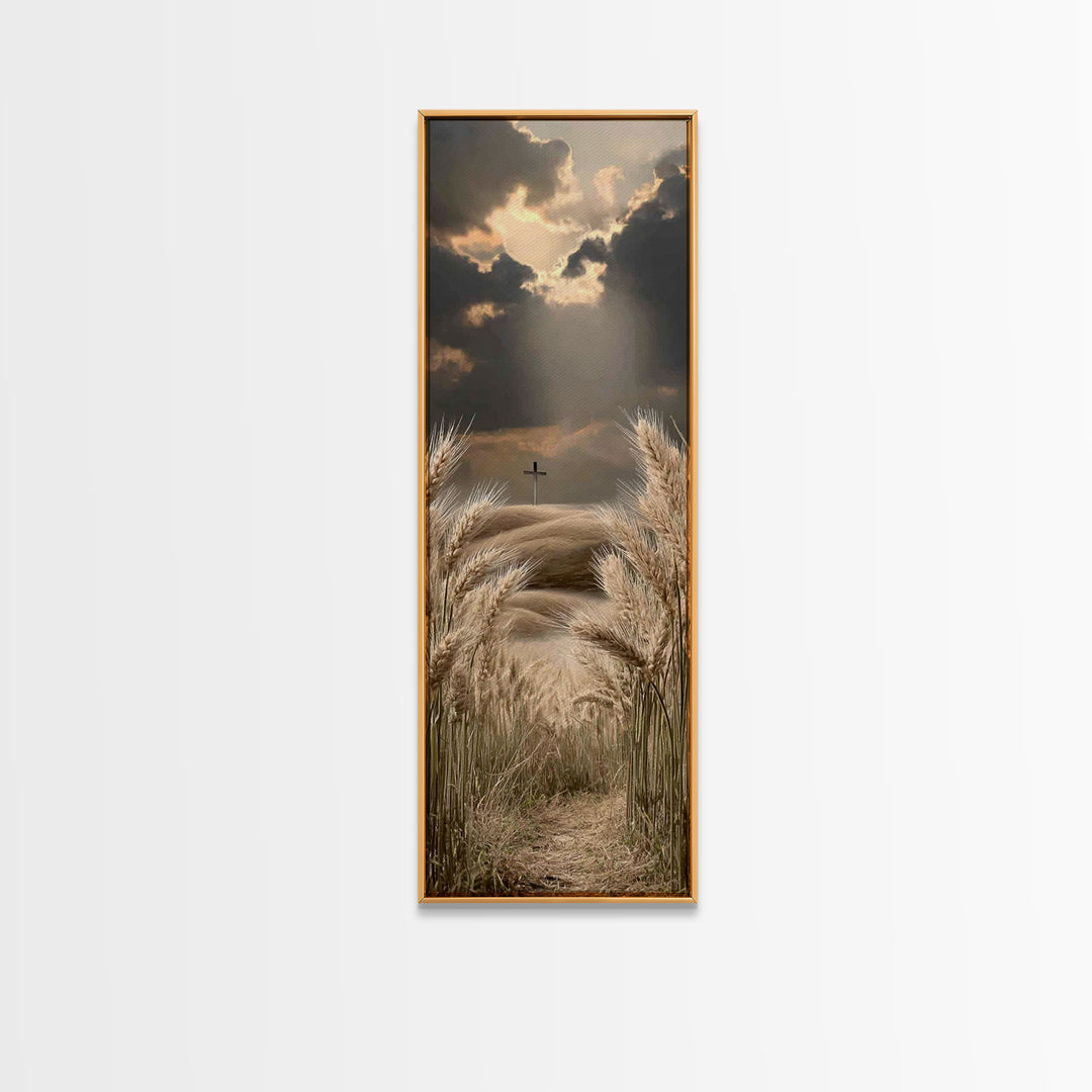 Harvest Of Faith – Framed Canvas Print – Christian Wall Art – Christian Art Print – Tall Narrow Wall Art – Christian Painting – Moody Chris