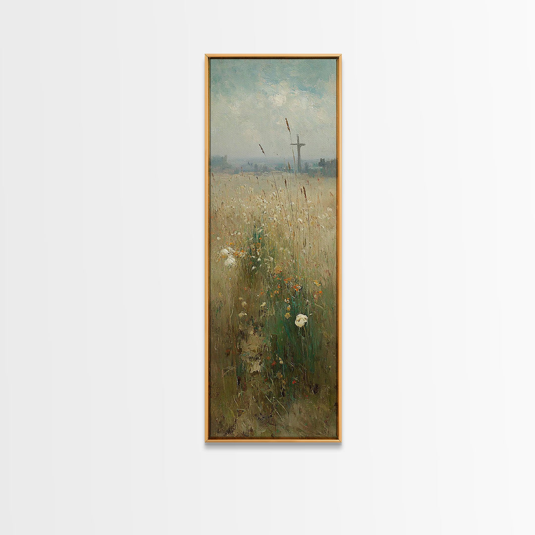 Heavenly Wheatlands – Framed Canvas Print – Christian Wall Art – Christian Art Canvas – Narrow Art – Christian Painting – Subtle Christian