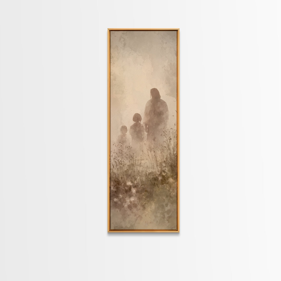 Heavenlight Meadow – Framed Canvas Print – Narrow Art – Christian Art Canvas – Jesus Painting – Christian Wall Art – Modern Christian Art –