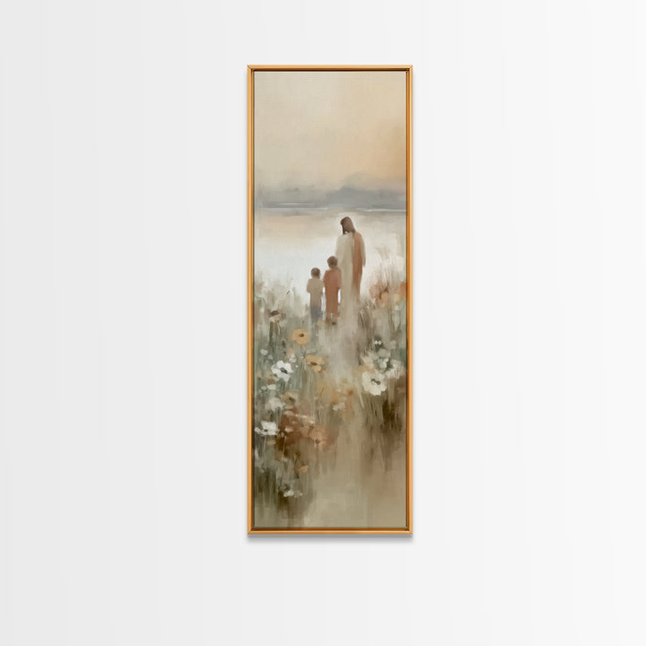 Fields Of Promise – Framed Canvas Print – Tall Narrow Wall Art – Christian Art Canvas – Jesus Painting – Christian Wall Art – Moody Christi