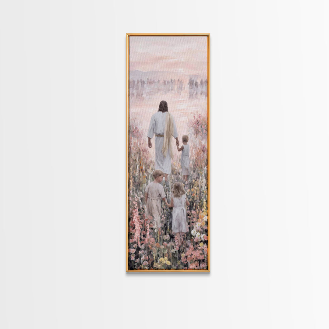 Morning Grace Bloom – Framed Canvas Print – Narrow Art – Christian Wall Art – Christian Art Print – Jesus Painting – Unique Christian Art –