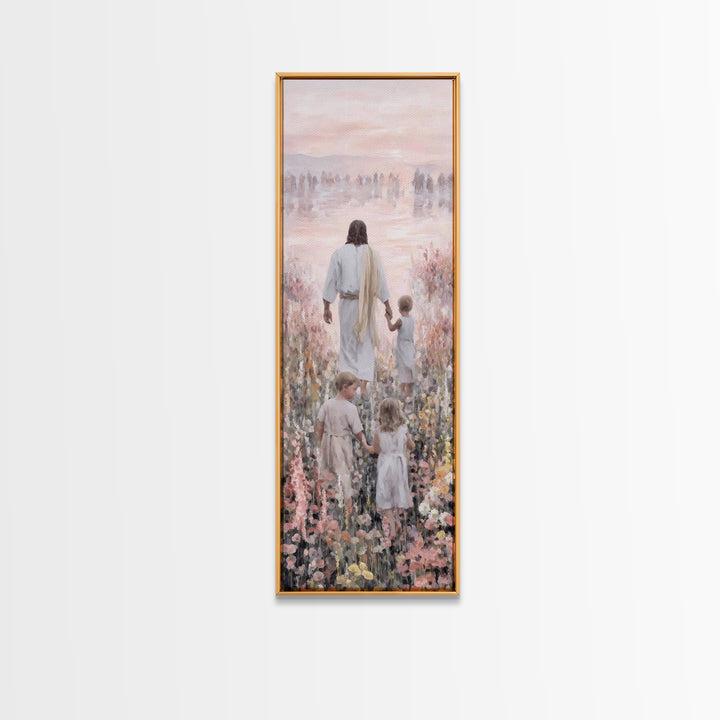 Morning Grace Bloom – Framed Canvas Print – Narrow Art – Christian Wall Art – Christian Art Print – Jesus Painting – Unique Christian Art –