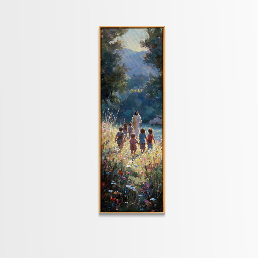 Valley Of Peace – Framed Canvas Print – Tall Skinny Art Print – Christian Art Canvas – Christian Wall Art – Jesus Painting – Modern Christi