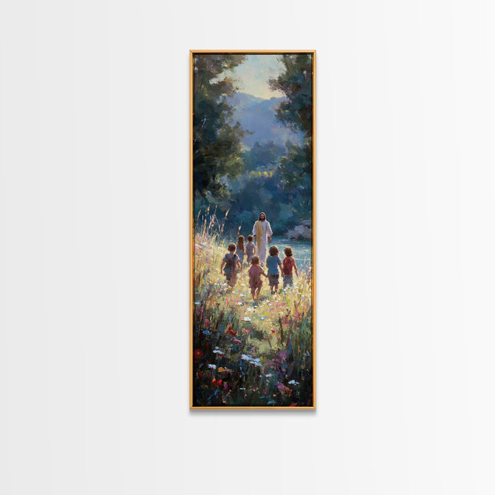 Valley Of Peace – Framed Canvas Print – Tall Skinny Art Print – Christian Art Canvas – Christian Wall Art – Jesus Painting – Modern Christi