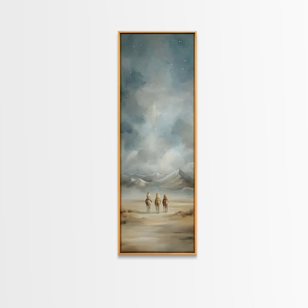 Starry Night Caravan – Framed Canvas Print – Tall Skinny Art Print – Christian Wall Art – Christmas Wall Art – Christian Decor – Christian