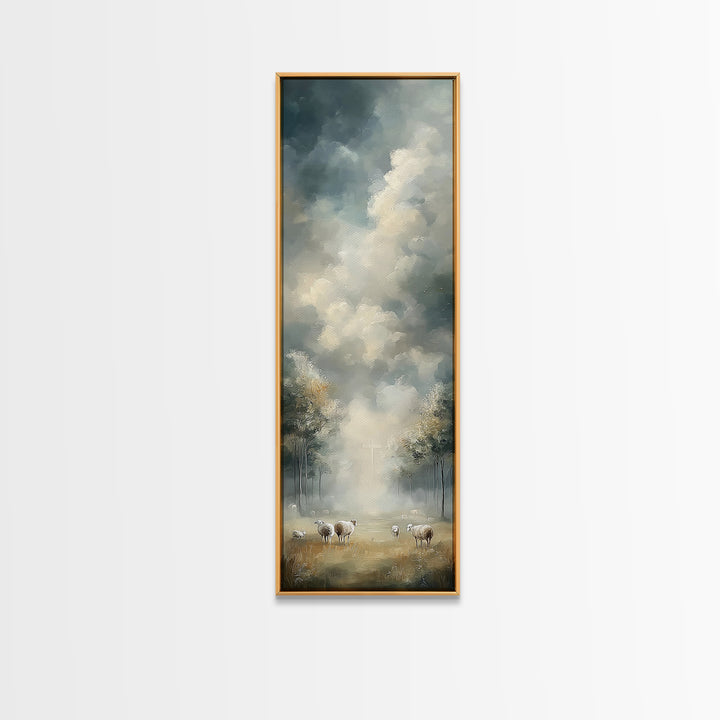 Crosslight Path – Framed Canvas Print – Narrow Art – Christian Art Canvas – Christian Wall Art – Modern Christian Art – Christmas Art – Chr