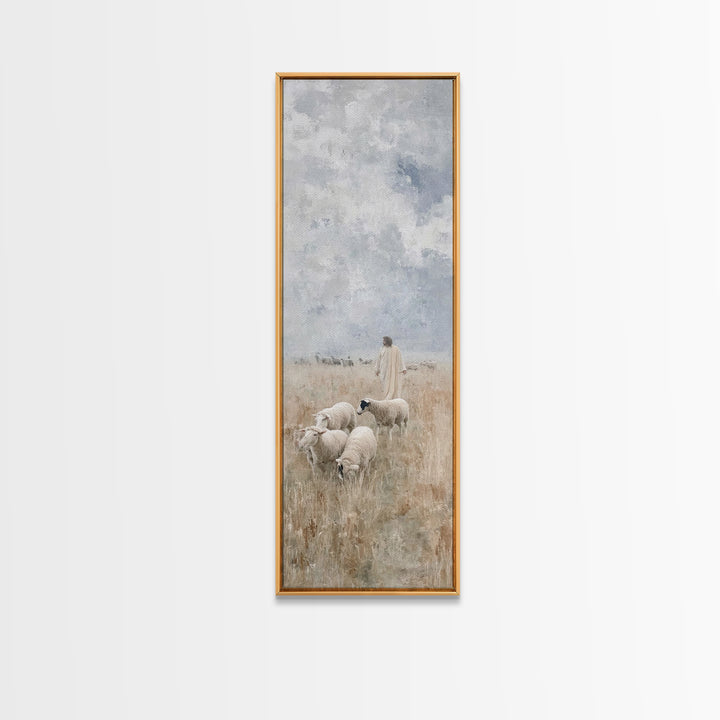 Field Of The Shepherd – Framed Canvas Print – Skinny Art – Christian Art Print – Jesus Painting – Christian Wall Art – Subtle Christian Art