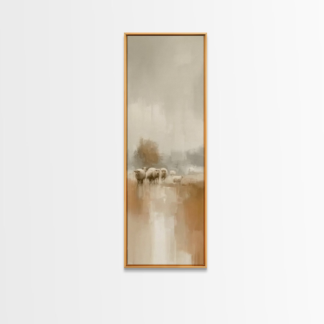 Soft Pasture Peace – Framed Canvas Print – Tall Skinny Art Print – Christian Wall Art – Christian Art Canvas – Moody Christian Art – Jesus