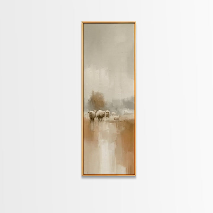 Soft Pasture Peace – Framed Canvas Print – Tall Skinny Art Print – Christian Wall Art – Christian Art Canvas – Moody Christian Art – Jesus