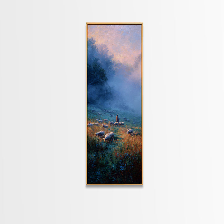 Morning Flock Light – Framed Canvas Print – Skinny Art – Christian Wall Art – Christian Art Canvas – Subtle Christian Art – Jesus Painting