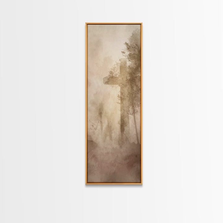 Cross Of Serenity – Framed Canvas Print – Tall Narrow Wall Art – Christian Art Canvas – Christian Wall Art – Moody Christian Art – Christma