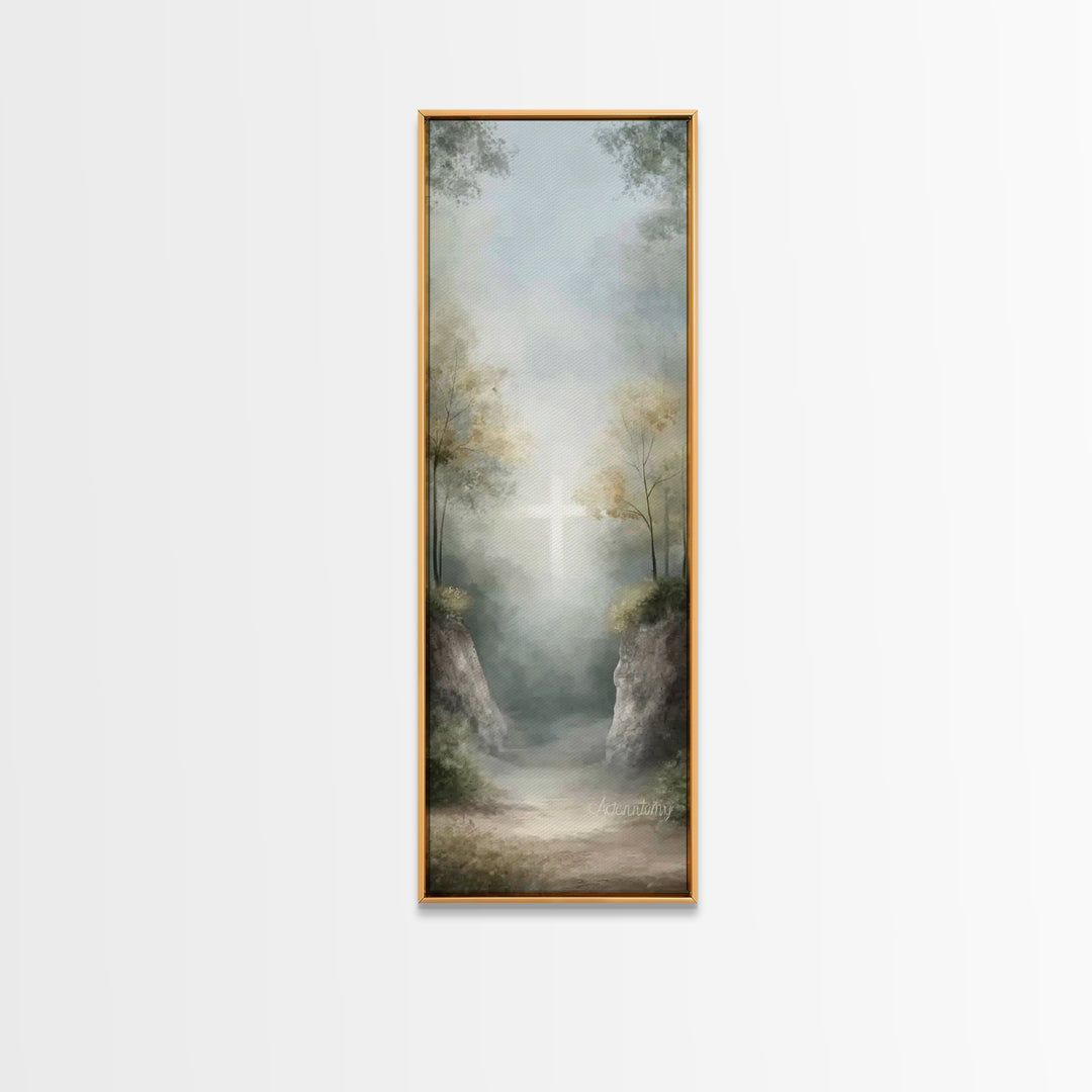 Heavenly Grove Light, Framed Canvas Print, Narrow Art, Christian Wall Art, Christian Art Canvas, Jesus Painting, Christmas Art, Christian C