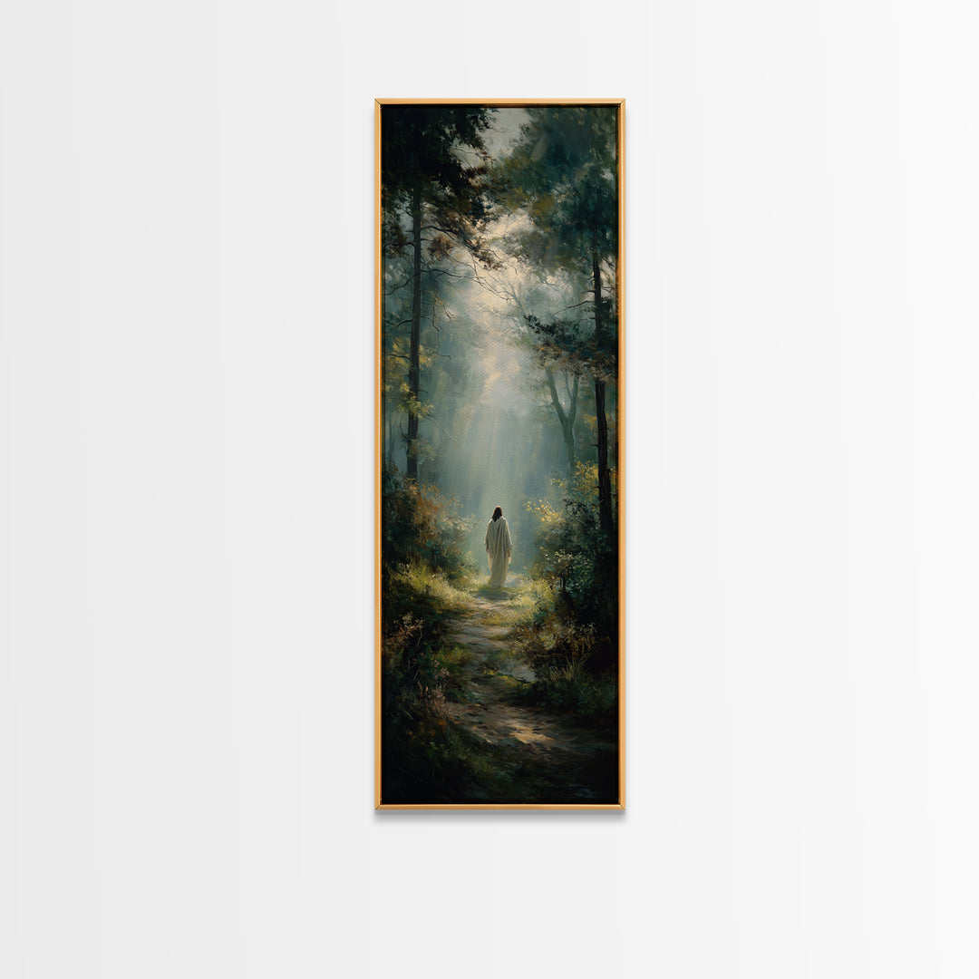 Sacred Journey Glow | Framed Canvas Print | Tall Skinny Art Print | Christian Art | Jesus Painting | Christian Canvas Art | Christmas Art |