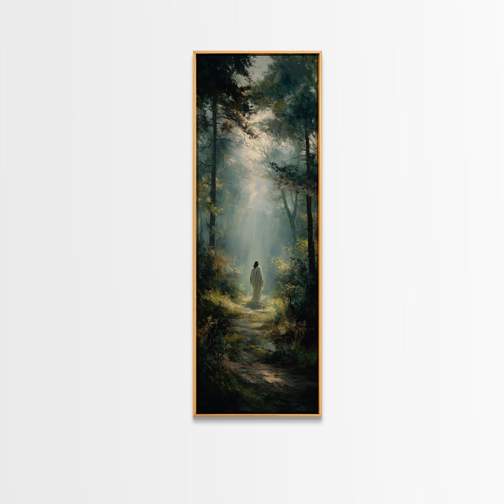 Sacred Journey Glow | Framed Canvas Print | Tall Skinny Art Print | Christian Art | Jesus Painting | Christian Canvas Art | Christmas Art |
