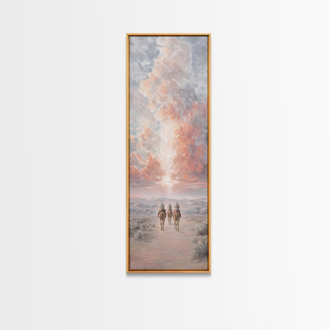 Radiant Dawn Journey – Framed Canvas Print – Christmas Wall Art – Christian Art – Tall Skinny Art Print – Christian Decor – Christian Chris