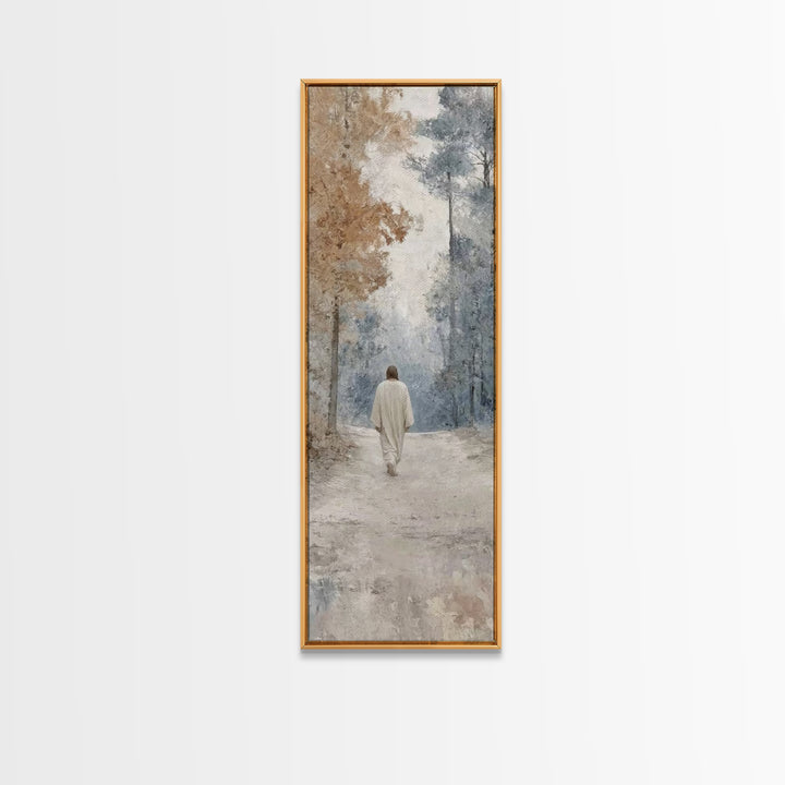 Silent Winter Grace | Framed Canvas Print | Christian Wall Art | Jesus Painting | Narrow Art | Vintage Christian Art | Christian Christmas
