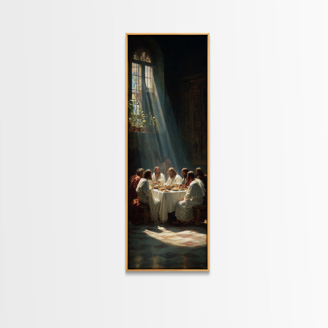 Holy Walk Reflections, Framed Canvas Print, Christian Art Print, Jesus Canvas Art, Narrow Art, Subtle Christian Art, Christian Christmas Ar