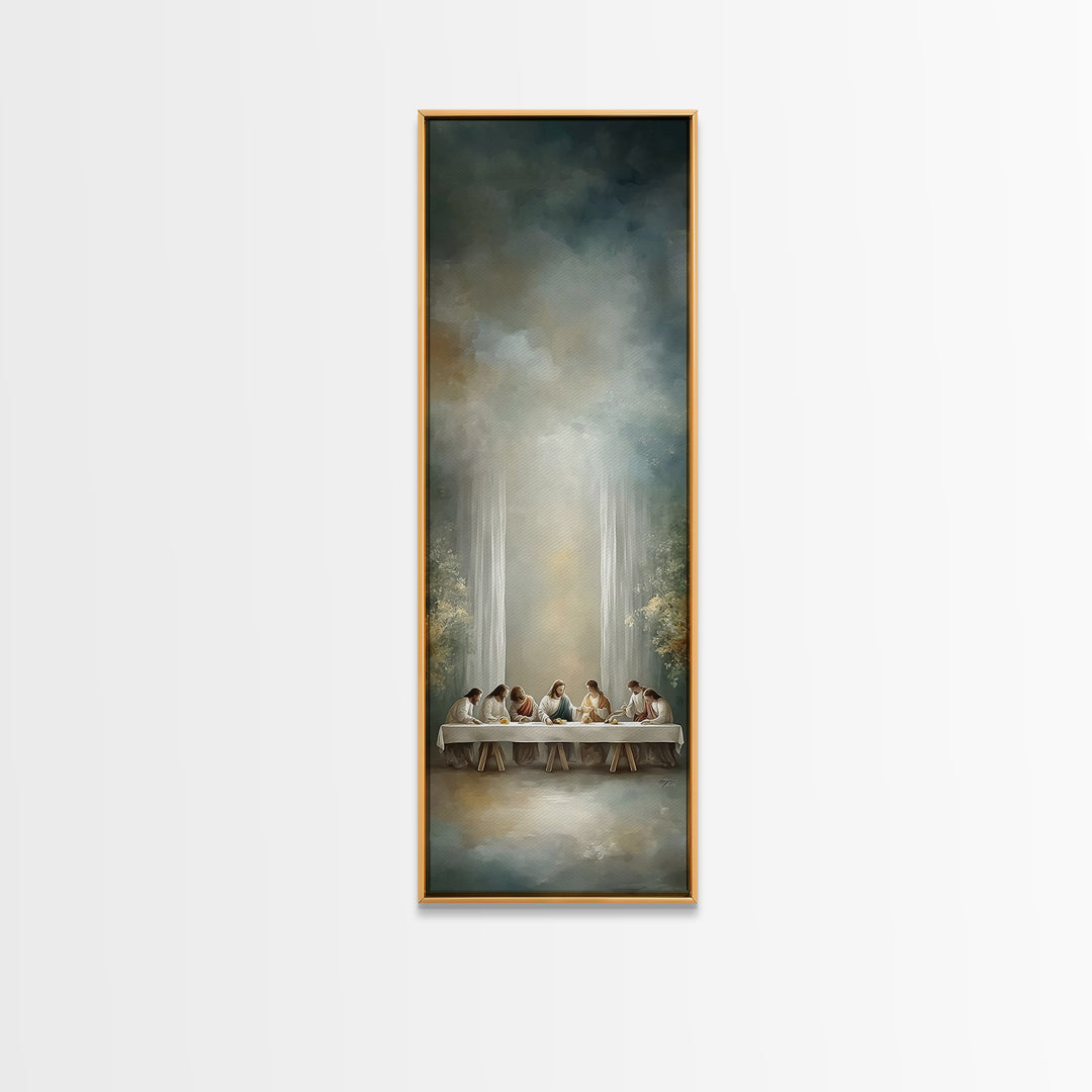 Heavenly Table Grace – Framed Canvas Print – Christian Wall Art – Jesus Painting – Tall Skinny Art Print – Christian Art Canvas – Christian
