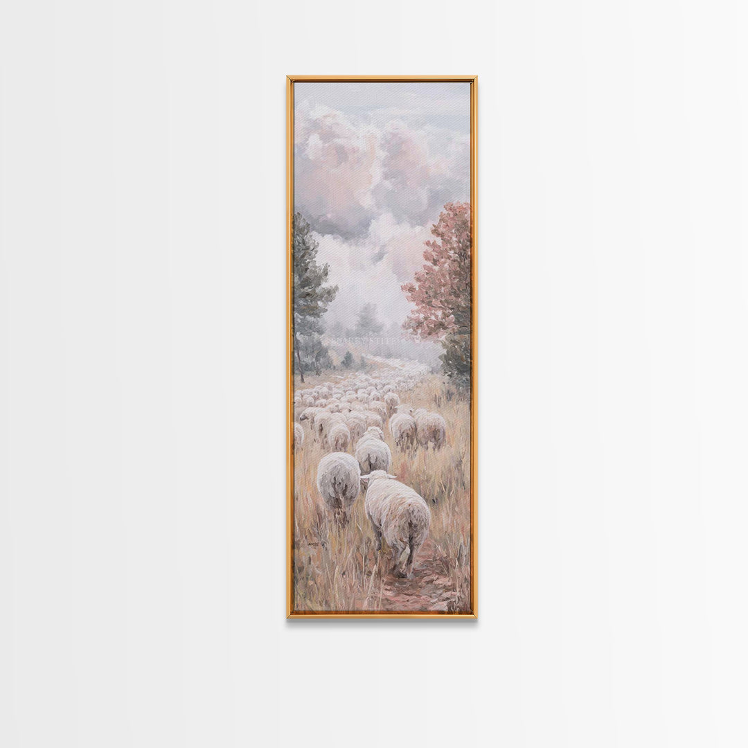 Heavenly Pasture Sky – Framed Canvas Print – Christian Art Canvas – Christian Wall Art – Moody Christian Art – Christmas Art – Pastoral Sce