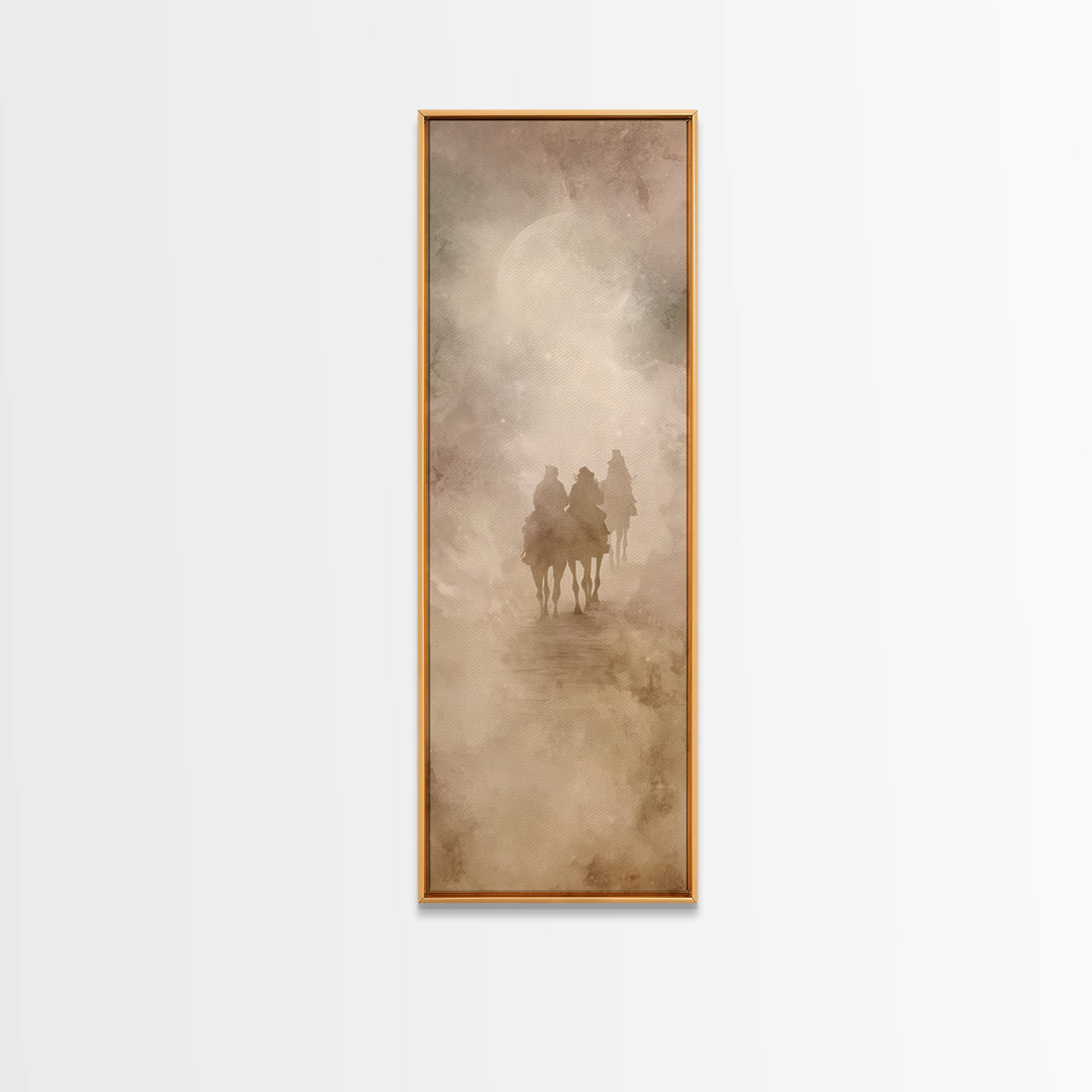 Holy Night Riders – Framed Canvas Print – Tall Narrow Wall Art – Christian Art Canvas – Christian Wall Art – Christmas Art – Christian Deco