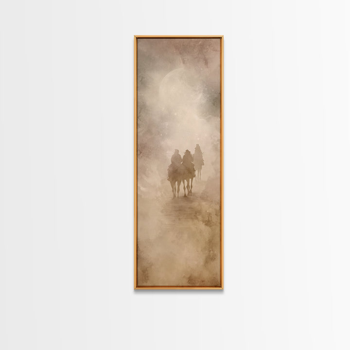Holy Night Riders – Framed Canvas Print – Tall Narrow Wall Art – Christian Art Canvas – Christian Wall Art – Christmas Art – Christian Deco