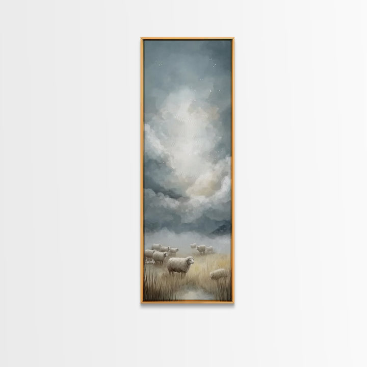 Shepherd’s Quiet Field – Framed Canvas Print – Christian Wall Art – Christian Art Canvas – Pastoral Christian Art – Vintage Christian Art –