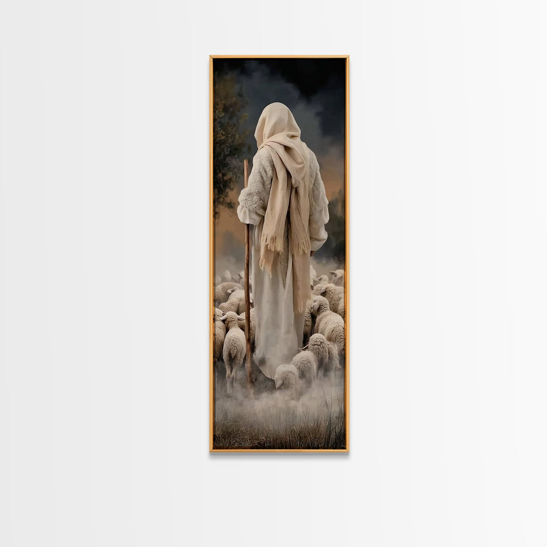 Guiding Shepherd Path – Framed Canvas Print – Narrow Art – Christian Art Canvas – Jesus Painting – Christian Wall Art – Christmas Art