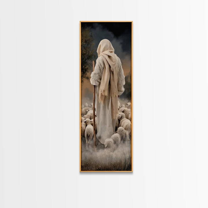Guiding Shepherd Path – Framed Canvas Print – Narrow Art – Christian Art Canvas – Jesus Painting – Christian Wall Art – Christmas Art