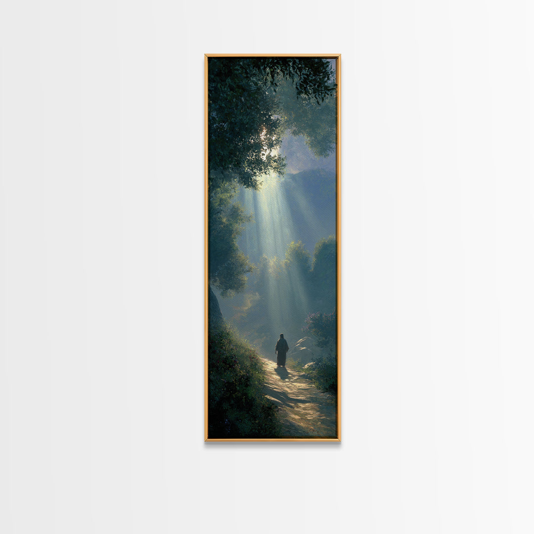 Sacred Woodland Path – Framed Canvas Print – Narrow Art – Christian Art Canvas – Christian Wall Art – Moody Christian Art – Christmas Art