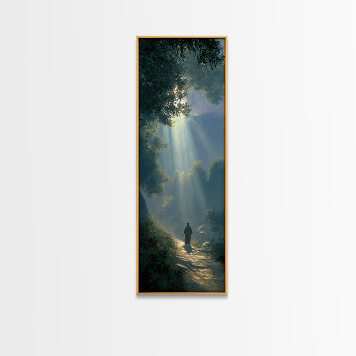 Sacred Woodland Path – Framed Canvas Print – Narrow Art – Christian Art Canvas – Christian Wall Art – Moody Christian Art – Christmas Art