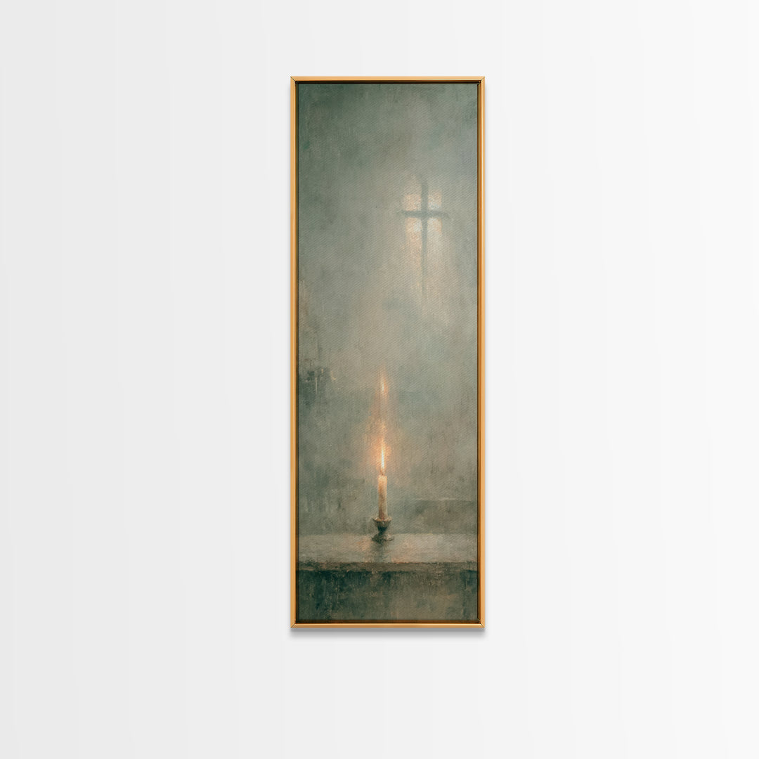 Blessed Pilgrimage Glow – Framed Canvas Print – Christian Wall Art – Narrow Art – Christian Art Canvas – Christmas Wall Art – Christian Chr