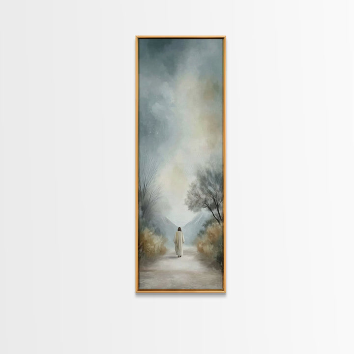 Path Of Peace – Framed Canvas Print – Tall Narrow Wall Art – Christian Wall Art – Jesus Painting – Christian Art Canvas – Christmas Art