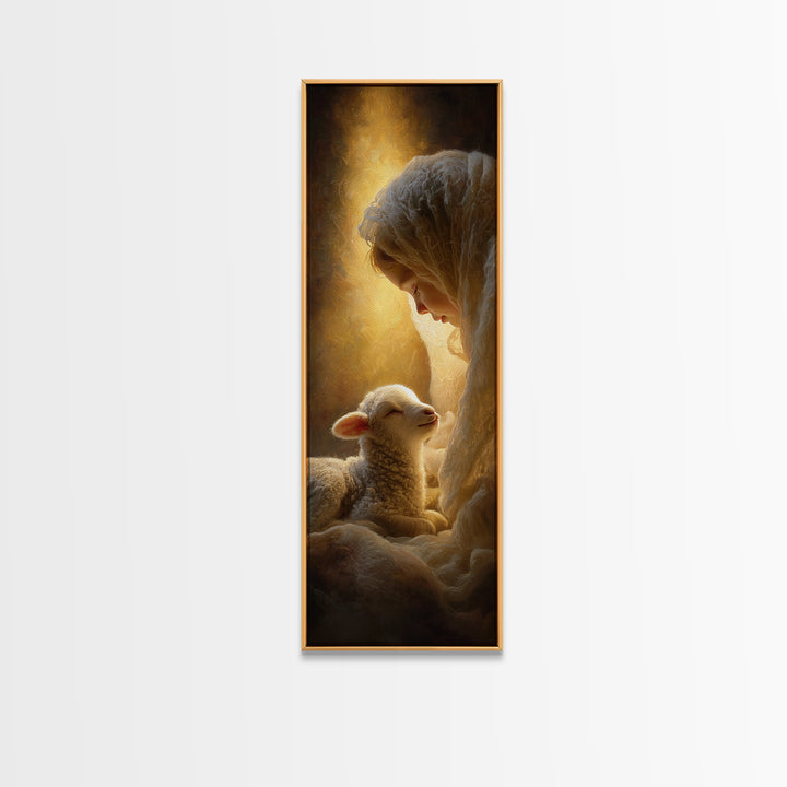 Radiant Mercy | Framed Canvas Print | Skinny Art | Christian Wall Art | Christian Christmas Art | Jesus Painting | Christian Art Gift