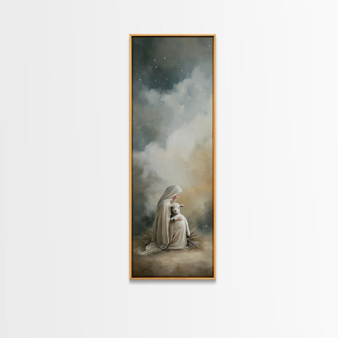 Starry Nativity – Framed Canvas Print – Skinny Art – Christian Wall Art – Christmas Art – Christian Art Canvas – Jesus Christmas Art