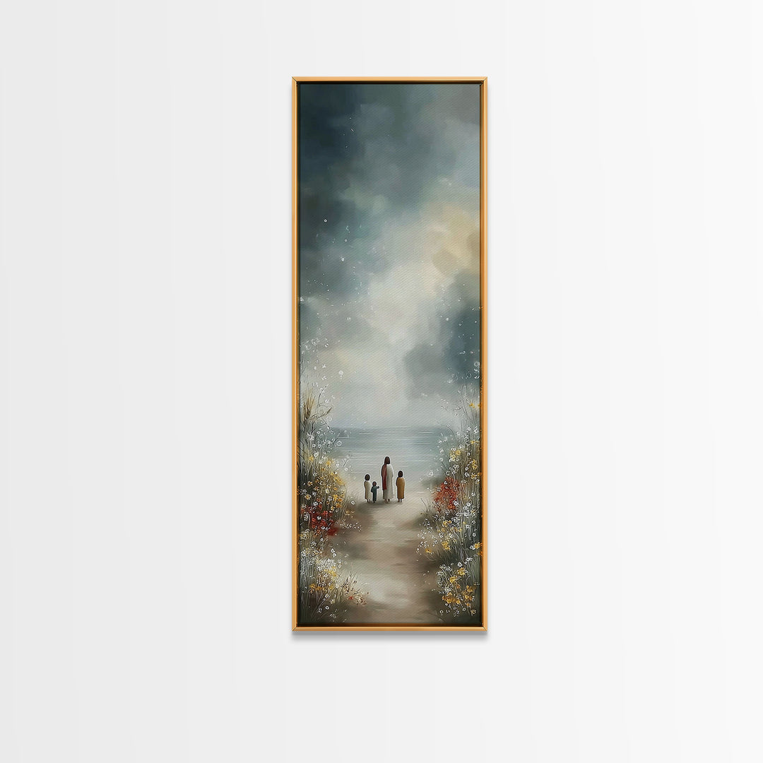 Blooming Path Hope, Framed Canvas Print, Skinny Art, Christian Art Canvas, Jesus Painting, Christian Wall Art, Christian Gift