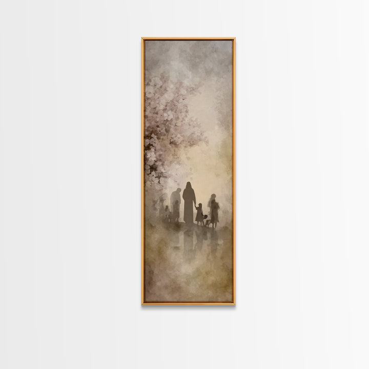 Gentle Fields Glory, Framed Canvas Print, Tall Narrow Wall Art, Christian Wall Art, Christian Art Canvas, Jesus Painting, Christian Decor