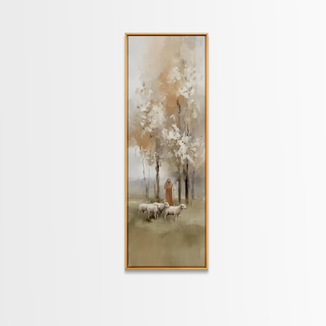 Light Of The Shepherd – Framed Canvas Print – Skinny Art – Christian Art Canvas – Christian Wall Art – Jesus Painting – Christian Gift
