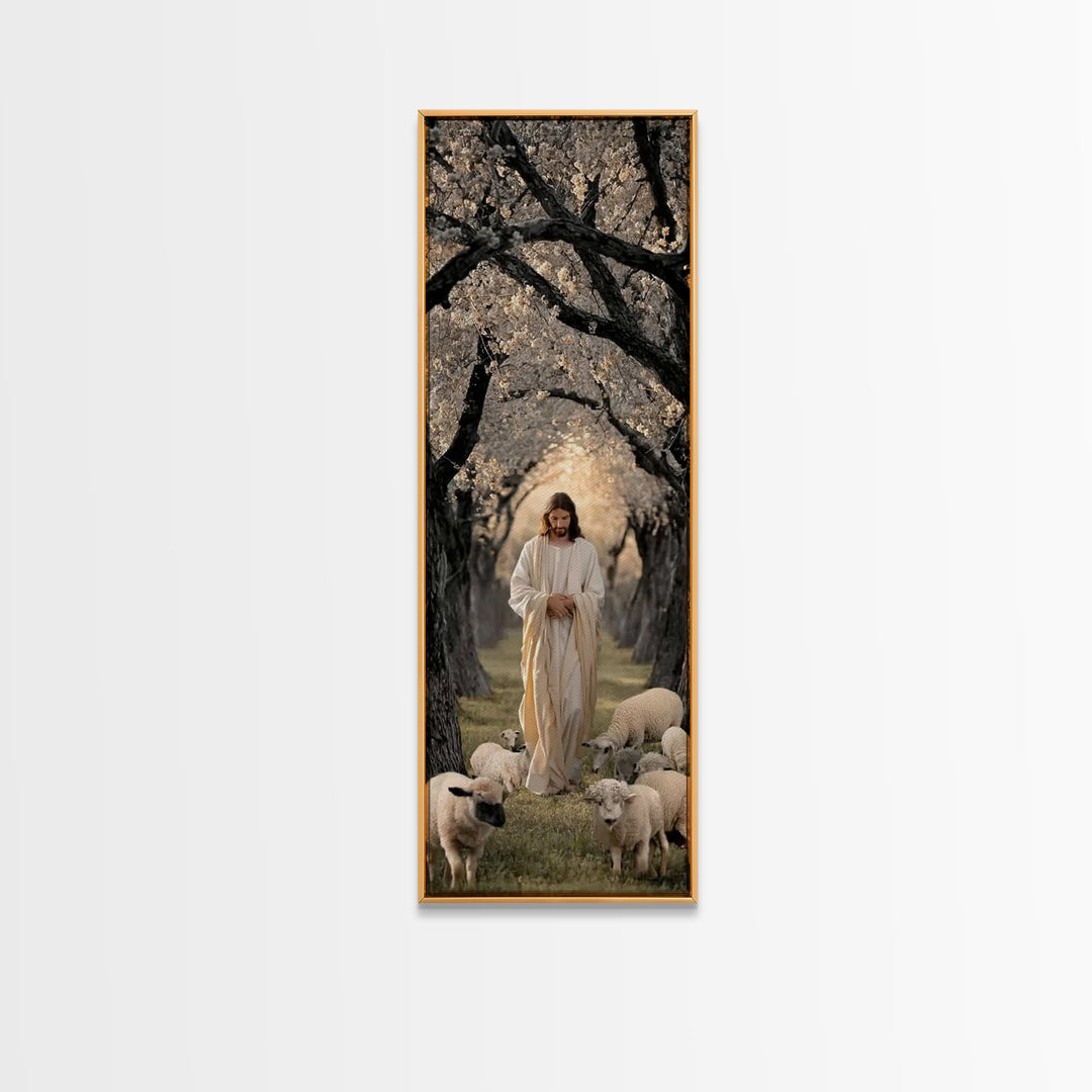 Garden Of Peace – Framed Canvas Print – Christian Art Canvas – Jesus Painting – Tall Narrow Wall Art – Christian Wall Art – Christmas Art