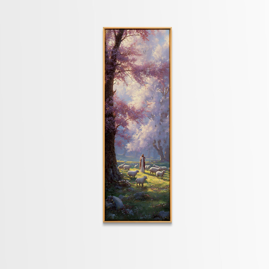 Shepherds Of Light – Framed Canvas Print – Christian Wall Art – Christian Art Canvas – Tall Skinny Art Print – Jesus Painting – Christian C