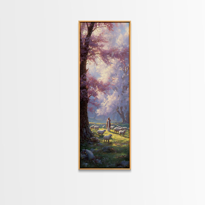 Shepherds Of Light – Framed Canvas Print – Christian Wall Art – Christian Art Canvas – Tall Skinny Art Print – Jesus Painting – Christian C
