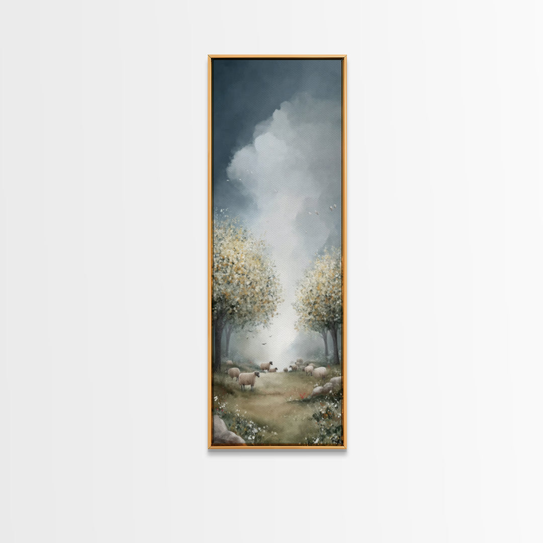 Holy Pasture Calm – Framed Canvas Print – Christian Art Canvas – Christian Wall Art – Tall Narrow Wall Art – Jesus Painting – Christian Chr