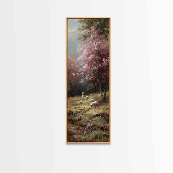 Fields Of Blessing – Framed Canvas Print – Christian Wall Art – Narrow Art – Christian Art Canvas – Jesus Painting – Christmas Art