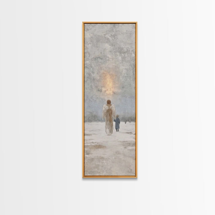 Guardian Of Light – Framed Canvas Print – Christian Art Canvas – Christian Wall Art – Narrow Art – Christmas Art – Christian Christmas