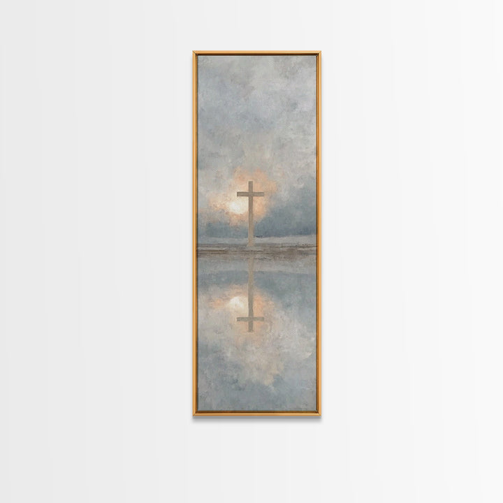 Cross Of Morning | Framed Canvas Print | Christian Wall Art | Christian Art Canvas | Tall Skinny Art Print | Christian Art | Christmas Art