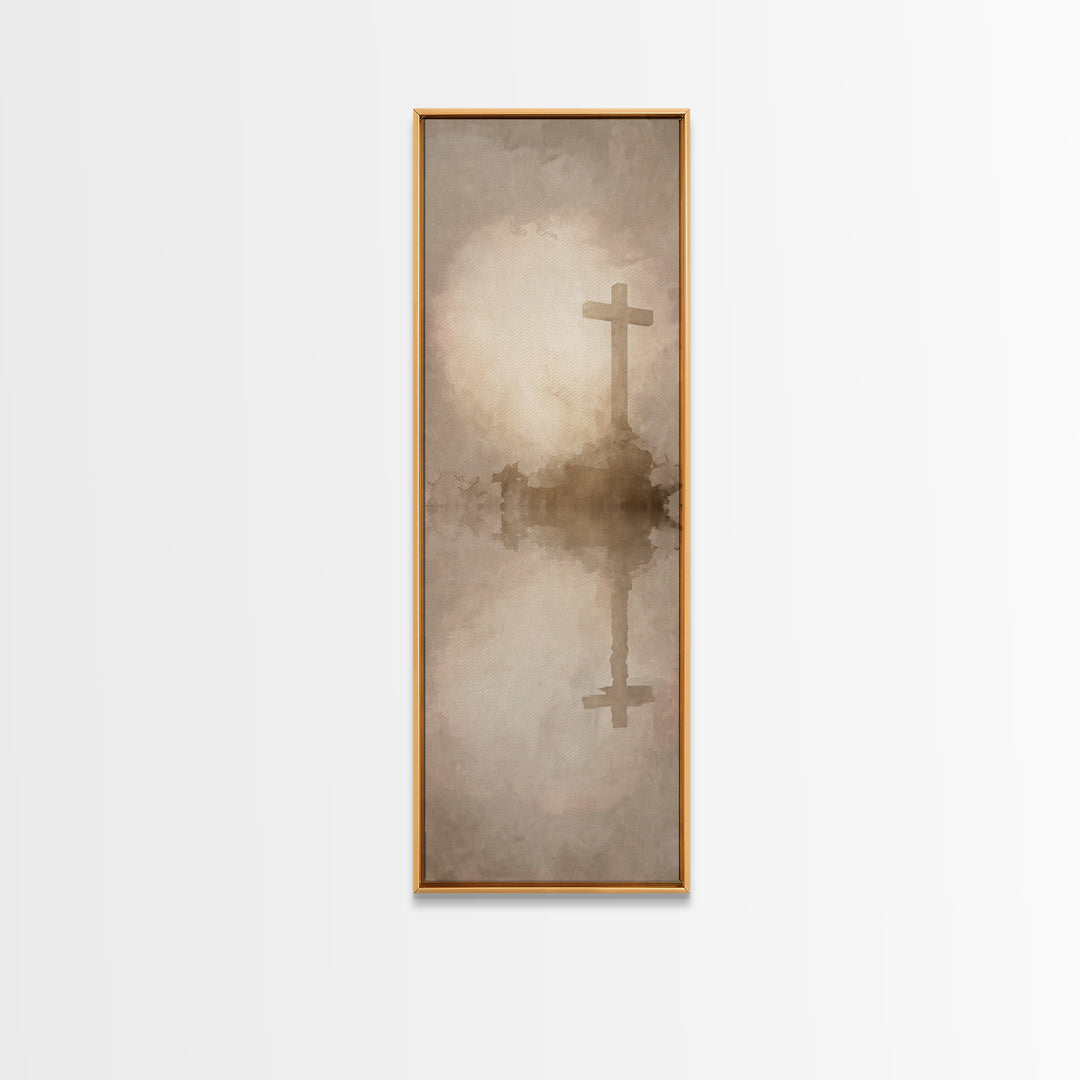 Rise Of Salvation, Framed Canvas Print, Christian Wall Art, Christian Art Canvas, Narrow Art, Minimalist Christian Art, Christmas Art